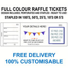 RAFFLE PRIZE DRAW TICKETS PRINTING NUMBERED PERSONALISED FULL COLOUR