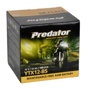 YTX12-BS 12V Predator Motorcycle Battery - AGM ETX12 MX12-4 BTX12 CTX12 PTX12 - Picture 1 of 9