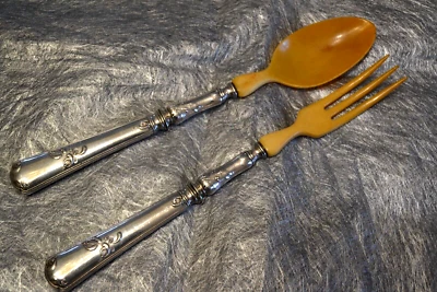 couverts à salade argent art nouveau - Photo 1/4