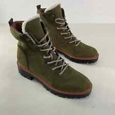 Marc Fisher Green Suede Combat Boots Women Size 8 Preowned