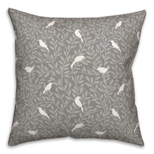 Creative Products Birds On Leaves Gray 18 x 18 Indoor / Outdoor Pillow - Picture 1 of 3