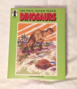 1975 The Rainbow Works T-Rex Dinosaurs 200 Pc Puzzle New Sealed Vintage - Picture 1 of 5