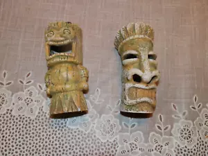 2 Pcs Aquarium Tiki Statue Fish Tank Decoration 3.5 x 1.5" Pre Owned - Picture 1 of 4