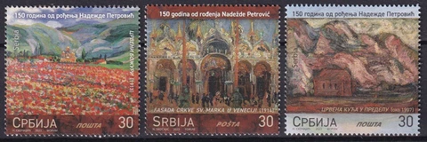 Serbia 2023 Art, Paintings 3 MNH stamps Cover