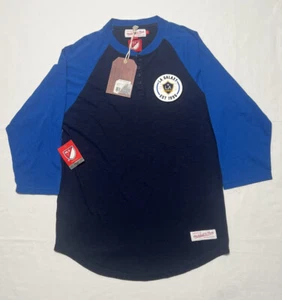 LA Galaxy Shirt Mitchell & Ness Henley Men’s S Small 3/4 Sleeve Blue MLS NWT - Picture 1 of 9
