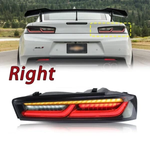 Right Side Smoked For 16-18 Chevy Camaro 6th Gen LED Tail Lights Sequential - Picture 1 of 10