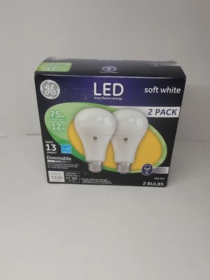GE LED A21 SOFT WHITE  DIMMABLE 75W 1100 Lumens 2PK - Image 1 of 2