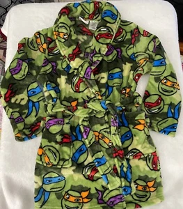 Nickelodeon TMNT Bathrobe 7-8 Green  Belted Mutant Turtles Boys Pockets - Picture 1 of 6