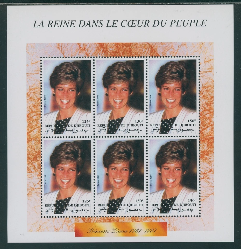 Djibouti Scott #775 MNH HOJA de 2 TIRAS Princesa Diana 1961-1997 CV$10+ 439679 Foto 1 de 1