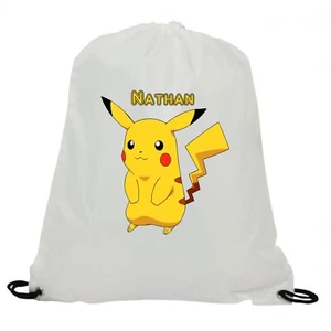 PERSONALISED PICATURE POKAMON SUBLIMATION GYM SWIMMING PE DRAWSTRING BAG - Picture 1 of 1