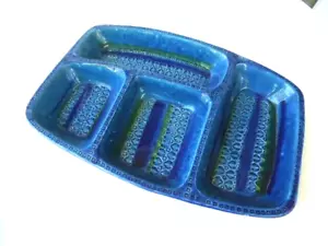 vintage retro large blue gree snack divided tray platter italy bitossi - Picture 1 of 7