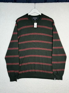 NEW - Maglione Brooks Brothers grande verde a righe extra fine lana merino italiana - Foto 1 di 9