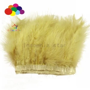 Pack Of 2 meter curry amber Dyed Fluffy Marabou Feather Fringe 6-7INCH Width - Picture 1 of 8