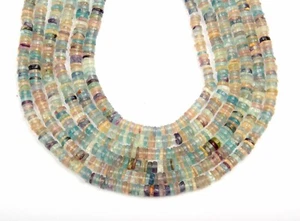 13 Inch Strand 4 MM Natural Multi Fluorite Smooth Wheel Shape Gemstone Beads - Picture 1 of 6