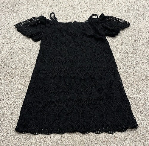 VETEMENTS Abito donna nero all'uncinetto pizzo spalle fredde White Ho Black Market taglia 2