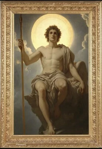 Arte al óleo original hecho a mano ángel hombres Dios del sol sobre lienzo 24"x36" - Imagen 1 de 2