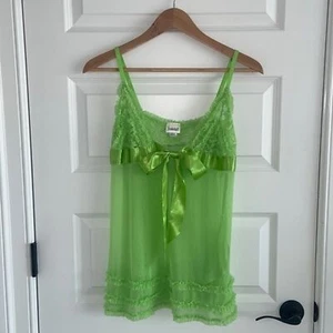 NWOT Fredericks of Hollywood Sheer Lime Green Slip Chemise & Thong - Picture 1 of 12