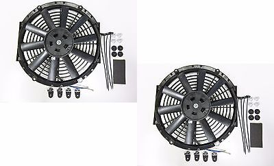 2 X 11  / 28cm Universal Radiator Electric Cooling Fans, Fitting Kits (Slimline) • 45.45€