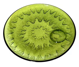 Indiana Glass SUNBURST OLIVE GREEN Icicle Leaf Textured 9.25” Snack Plate(s) NEW - Picture 1 of 4
