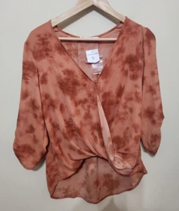Lush Wrap Blouse Orange High Low Size Small New Women's - Picture 1 of 6