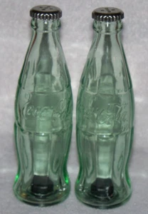 Vintage Salt Pepper Shakers Coca Cola Glass Bottles - Picture 1 of 3