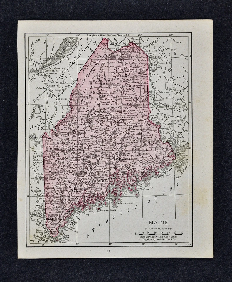 Mapa McNally 1917 - Maine Augusta Bangor Portland Rockland Belfast Dover Caribou Foto 1 de 1