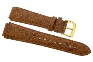 Replacement Watch Band Strap Genuine Leather Aqua Master Flower Brown 17 mm