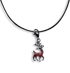 Leder Halskette 40 - 75cm mit Charm Anhänger Hirsch (2,6 x 1,3cm) (679l)  - Bild 1 von 1