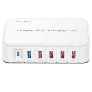 New 6 Ports Multi USB C Charger Wall Phone QC3.0 Type C PD Fast Charging Station - Picture 1 of 8