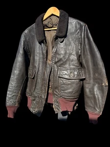 Original 1960s US Navy G-1 Flight Leather Jacket Vintage Shearling Collar - Picture 1 of 2