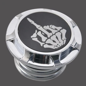 Chrome Middle Finger Fuel Tank Gas Cap For Harley Touring Street Electra Glide - Picture 1 of 12