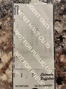 Colorado Buffaloes Vs Nebraska Cornhuskers Football Ticket Stub 11/28/97 Student - Picture 1 of 3