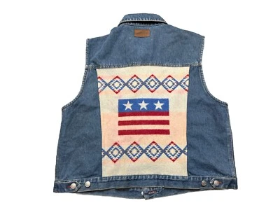 PENDLETON WOMENS DENIM VEST WOOL INSERT AMERICAN FLAG SIZE XL  PATRIOT AMERICAN - Image 1 of 4