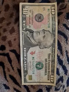 $10 2013 Repeater Serial Number Federal Reserve Currency Bank Note Bill - Picture 1 of 3