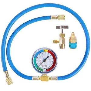 R134A Air Conditioner Gas Cooler with Pressure Gauge 150cm Refrigerant Charging - Picture 1 of 24
