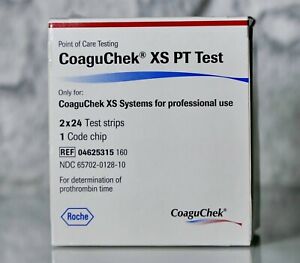 ROCHE COAGUCHEK XS PT Test, 48 INR Strips/Box & 1 Code Chip, Expiration 03/2023