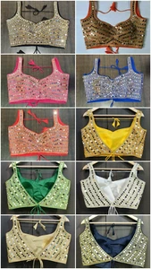 Indian Ready Made Stitched Saree Blouse Real Mirror Work Handmade Choli Top CC - Picture 1 of 13