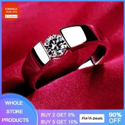 Anillos de plata tibetana de circón cúbico para hombres joyas de moda alianzas de boda anillo de 3 mm Foto 1 de 4