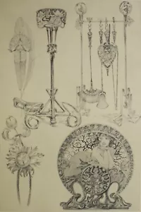 LITOGRAFIA Lithographie Lithography ALPHONSE MUCHA ELEMENTO DECORATIVO 1902 (1) - Picture 1 of 2
