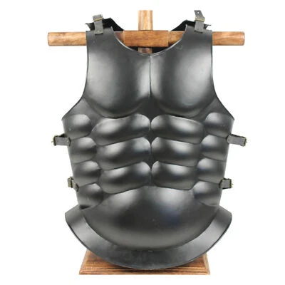 Fantasia de Halloween preta medieval romana grega armadura muscular Cuirass LARP - Imagem 1 de 4