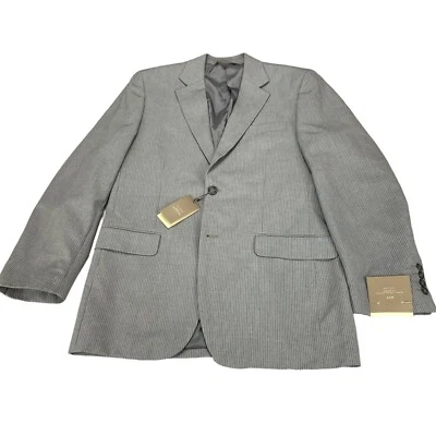 Chaqueta de Traje Merona Para Hombre 40R Gris Rayas Ajuste Moderno Pecho Único Dos Botones Foto 1 de 4