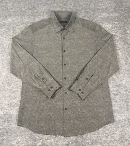 Jhane Barnes Shirt Mens L Silk Blend Gray Paisley Long Sleeve Ultra Lightweight - Picture 1 of 6