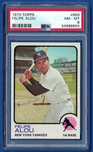 1973 Topps #650 Felipe Alou PSA 8 NM-MT New York Yankees PSA #54688653 - Foto 1 di 4