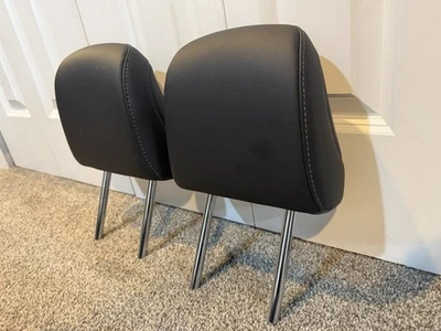 Juego de reposacabezas de segunda fila para Toyota Highlander 20 21 22 23 cuero negro con costuras Foto 1 de 4