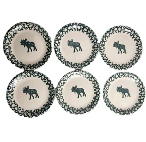 Juego de 6 platos artesanales populares Tienshan alce campo almuerzo ensalada postre 7,75" - Imagen 1 de 7