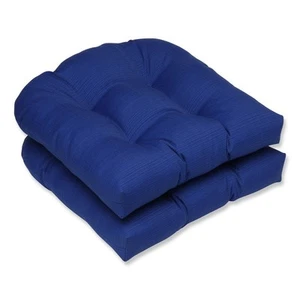 Outdoor 2-Piece Wicker Seat Cushion Set - Navy Fresco Solid - Pillow - Picture 1 of 3