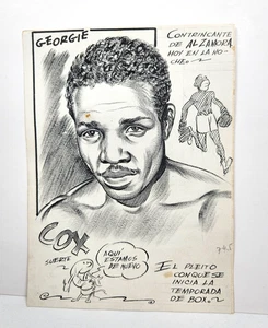 1949 Georgie Cox Boxing Cartoon Caricature Pen & Ink Original Artwork 5.5 x 7.5 - Picture 1 of 6