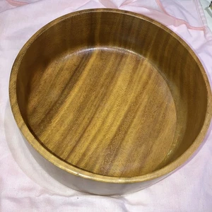 Vintage Teak Wood Salad/ Fruit  Bowl 8”diameter Made In Philippines - Picture 1 of 4