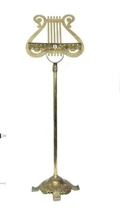 Vintage Brass Metal Lyre Harp Shaped Sheet Adjustable Music Stand - Picture 1 of 7