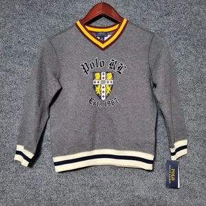 Pull neuf Polo Ralph Lauren écusson enfant taille 7 preppy sport rugby collégial - Photo 1/10